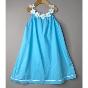 Confiture Girls 8-9 Yr (7?) Blue Floral Daisy Neckline Sleeveless Dress